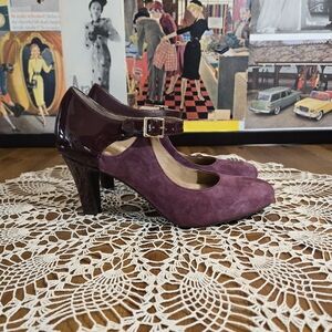 Giani Bernini Velmah Plum Suede & Patent Mary Jane Heels